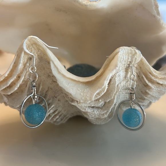 Blue Sea Glass Bead Earrings-NWT - Picture 10 of 11